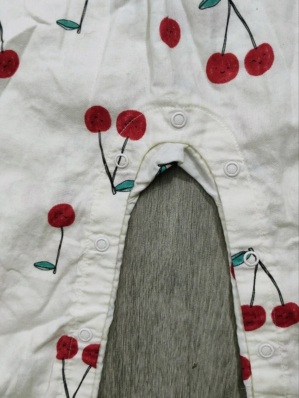 Carter's Cream Romper with Red Cherry Print